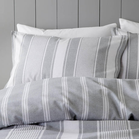 Brushed Cotton Flannelette Ticking Stripe Duvet Cover Set by Bianca