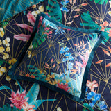 Aloria Botanical Tassel Fringe Navy Cushion by Hyperion Interiors