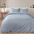 Catherine Lansfield Stripe Brushed Cotton Flannelette Duvet Cover Set - Blue