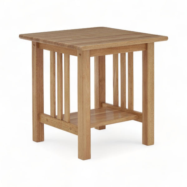 Compact Rubberwood Side Table with Lattice Design