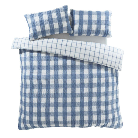 Catherine Lansfield Brushed Seersucker Gingham Cosy Duvet Cover Set 14