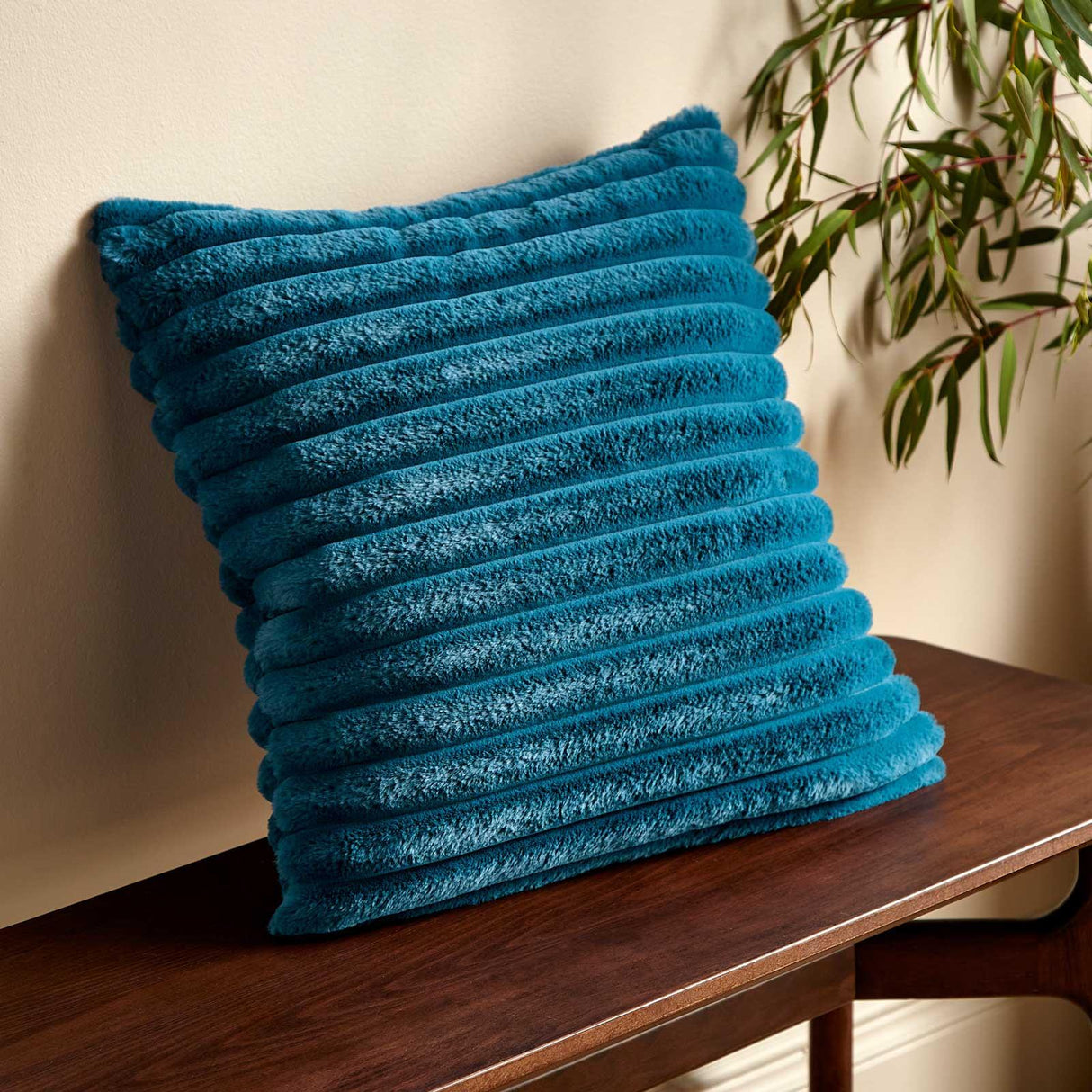 Catherine Lansfield Cosy Ribbed Filled Cushion 45cm x 45cm - Teal