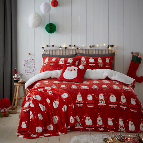 Christmas Jolly Santa Fleece Duvet Cover Set