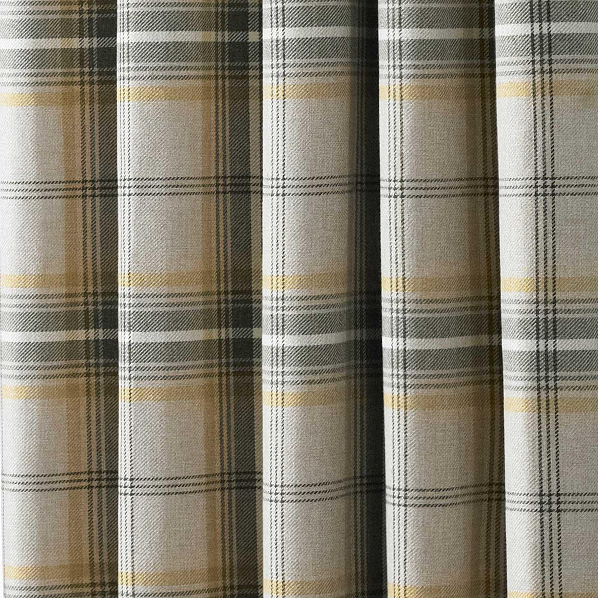 Aviemore Tartan Eyelet Curtains Ochre 90" x 90" by Paoletti