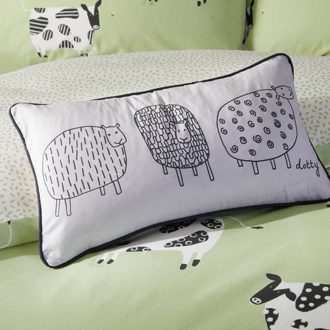 Dotty Sheep Filled Cushion Ochre 30cm x 50cm Velvet
