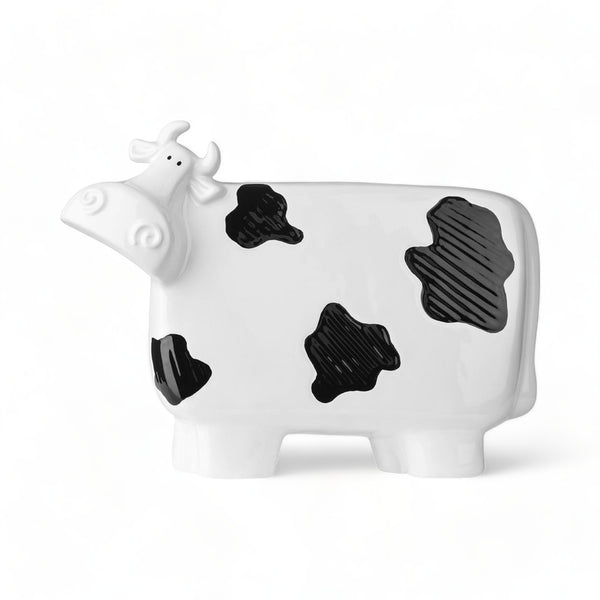 Charming Black and White Ceramic Cow Decor