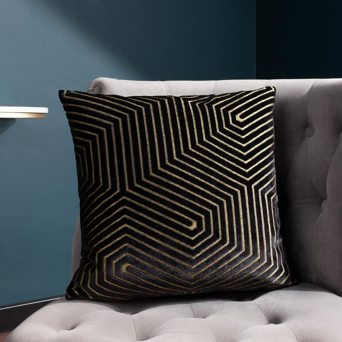 Evoke Cut Velvet Black Cushion Cover 45cm x 45cm