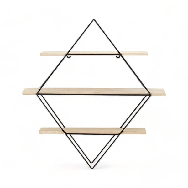 3 Tier Diamond-Shaped Light Wood Brixton Shelves