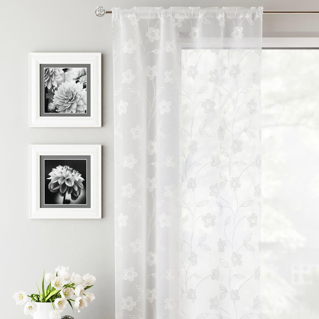 Sienna White Voile Curtains Panel