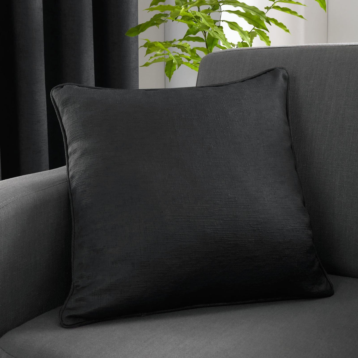 Strata Floral Cushion Cover 43cm x 43cm - Black