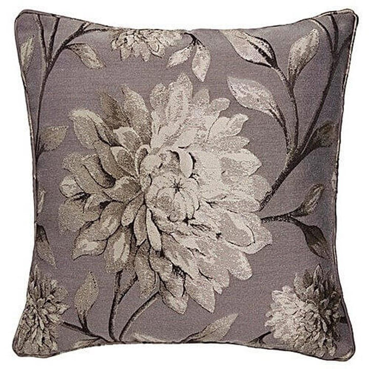 Elanie Metallic Florals Pewter Cushion Cover 17" x 17" - Ideal