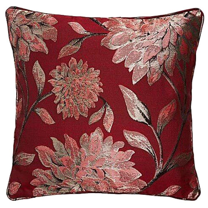 Elanie Metallic Florals Red Cushion Cover 17" x 17" - Ideal