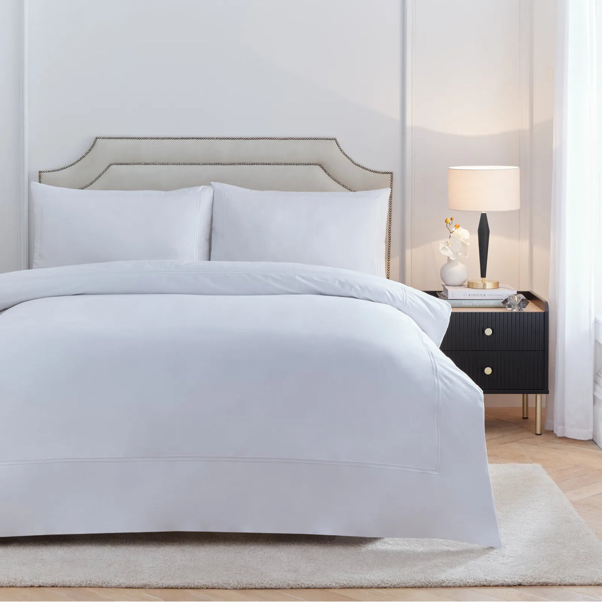 Elara Embroidered 100% Cotton Duvet Cover Set White - image 2