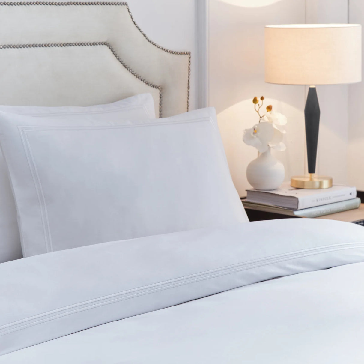 Elara Embroidered 100% Cotton Duvet Cover Set White - image 3