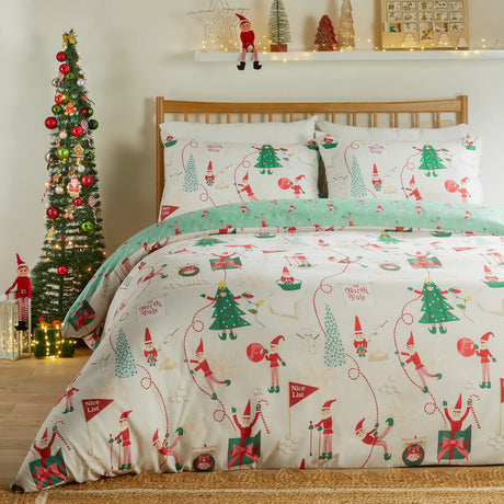 Elfie Printed Soft Touch Duvet Cover Set Cream/Mint - image 2