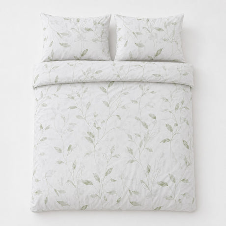 Overhead flat lay of the Eliza Eco Friendly Polycotton Duvet Cover Set with two matching pillowcases