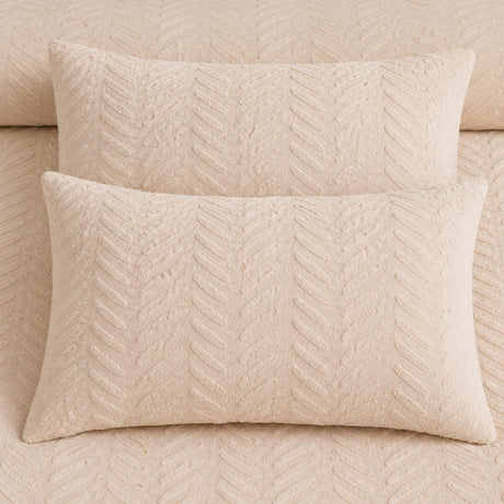 Close-up of Embossed Curve Microfibre Duvet Cover Set in natural pillowcases showing the print and fabric detail