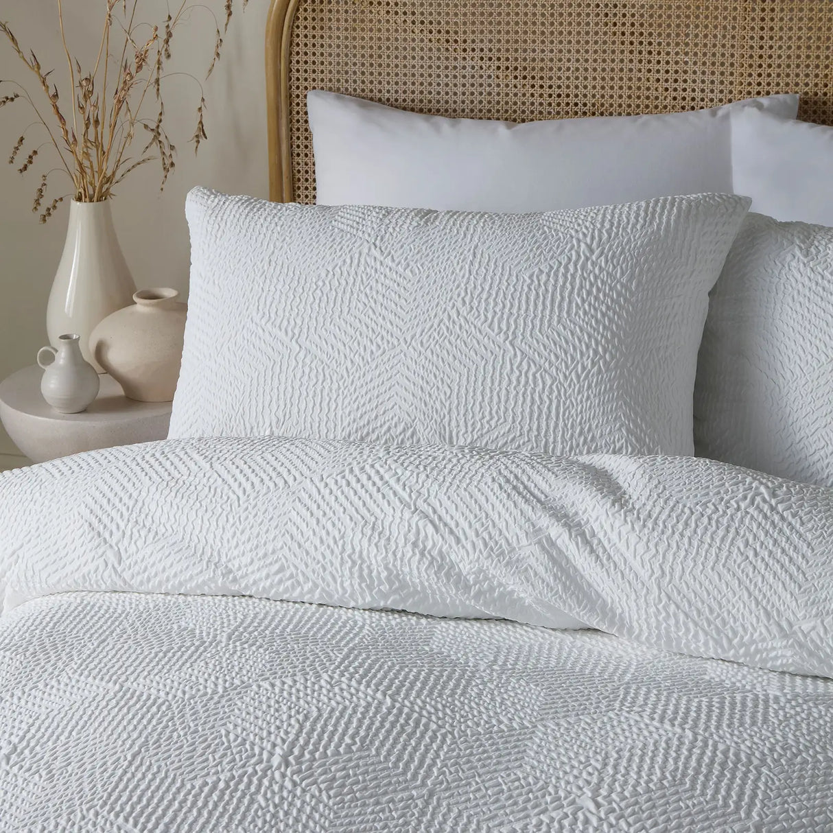 Embossed Geo White Easy Care Duvet Cover Set - product image 2