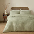 Embossed Grid Green Easy Care Duvet Cover Set - main product image