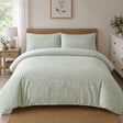 Emile Microfibre Duvet Cover Set in green styled on a coordinated bedroom bed