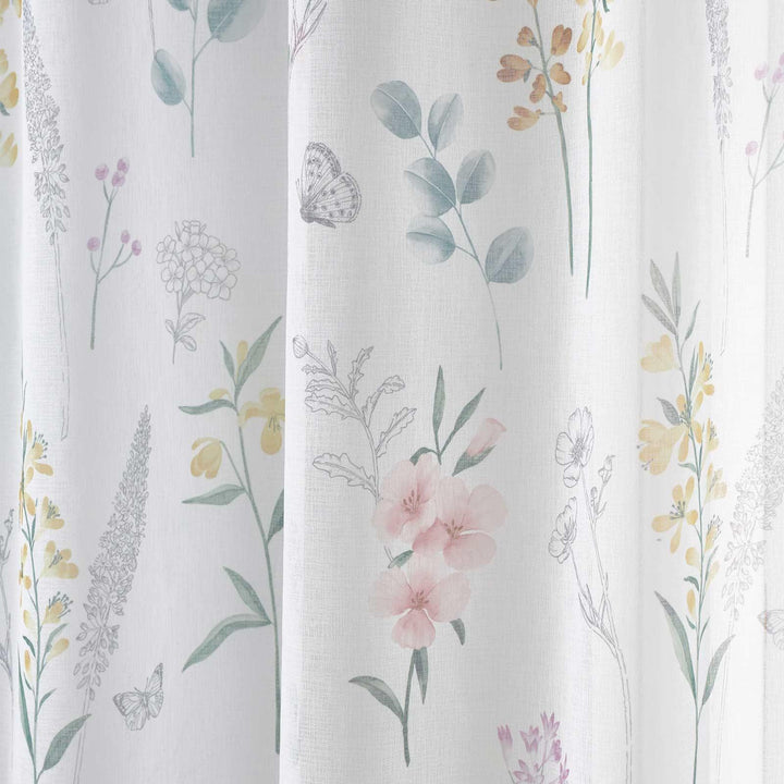 Emilia Floral Voile Curtain Panel - Ideal