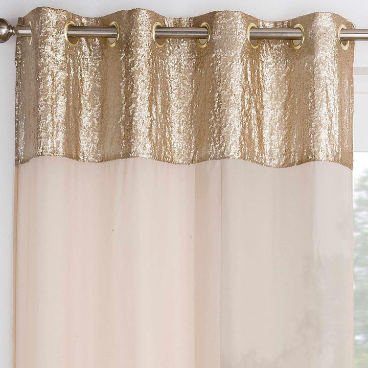 Empire Eyelet Voile Panel Gold 52" x 54" Voile Curtain Ideal   