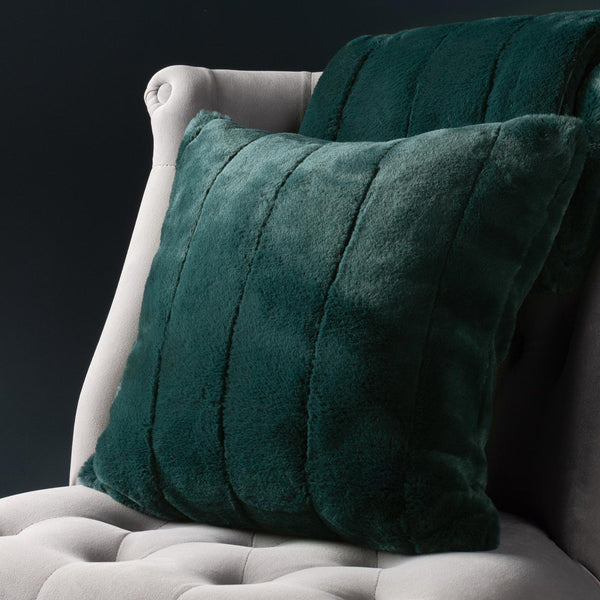 Empress Faux Fur Emerald Cushion Cover 22" x 22" - Ideal
