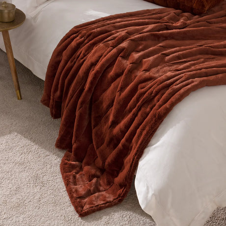 Empress Faux Fur Reversible Rust Velvet Throw Blanket 130cm x 180cm / 140cm x 200cm - additional product view 1