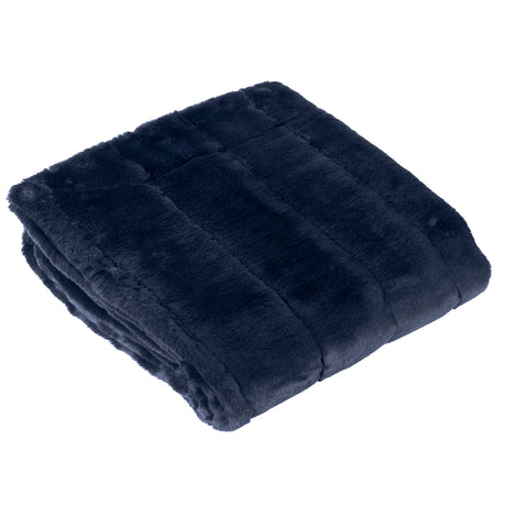 Empress Faux Fur Reversible Navy Velvet Throw Blanket 130cm x 180cm / 140cm x 200cm - additional product view 2