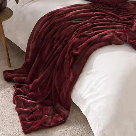 Empress Faux Fur Reversible Ruby Velvet Throw Blanket 130cm x 180cm / 140cm x 200cm - additional product view 1