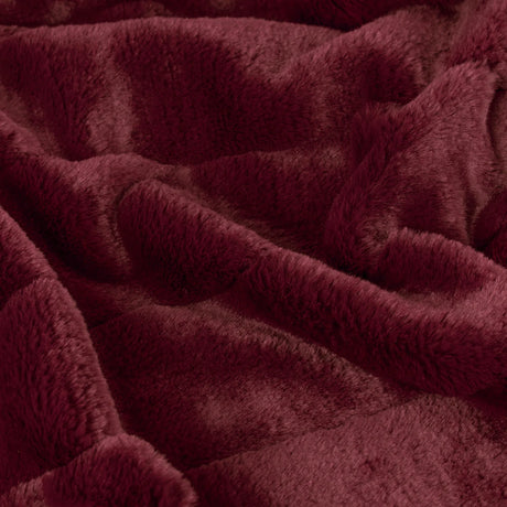 Empress Faux Fur Reversible Ruby Velvet Throw Blanket 130cm x 180cm / 140cm x 200cm - additional product view 3