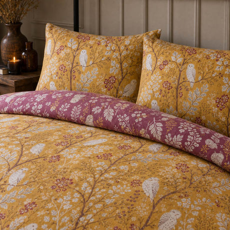 Close-up of matching Enchanted Floral Brushed Cotton Flannelette Duvet Cover Set pillowcases showing the pattern and fabric detail