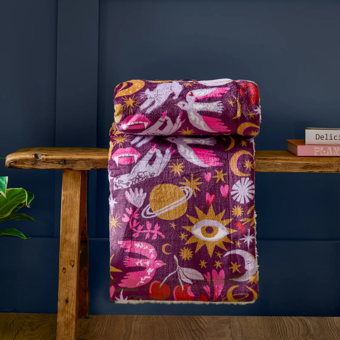 Enchanted Printed Sherpa Fleece Throw Pink 130 x 180cm