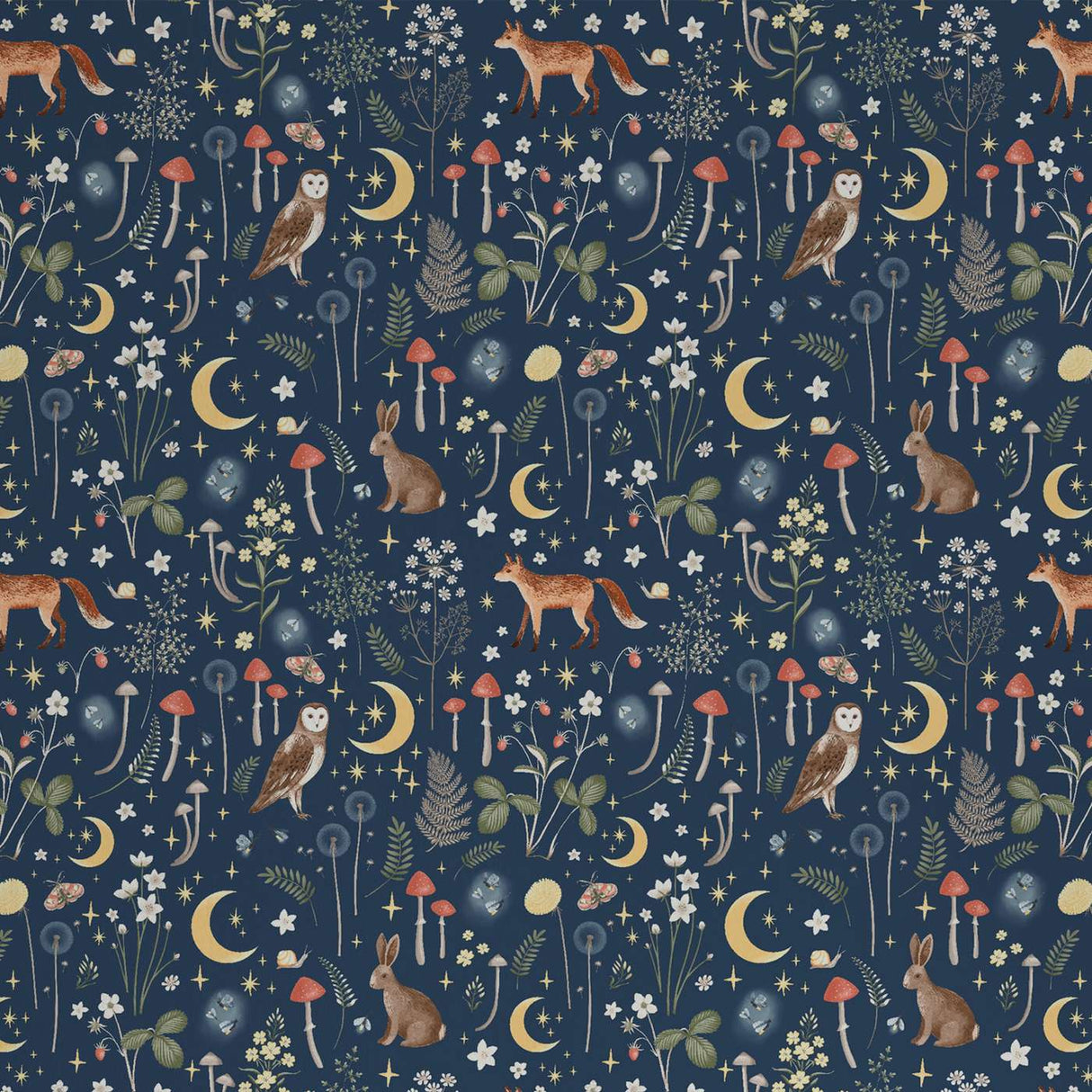 Catherine Lansfield Enchanted Twilight Animals Wallpaper Navy Blue
