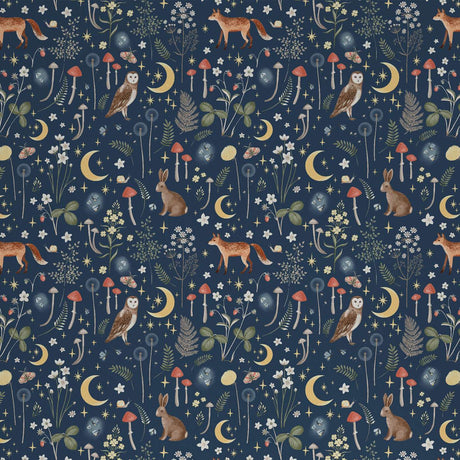 Catherine Lansfield Enchanted Twilight Animals Wallpaper Navy Blue