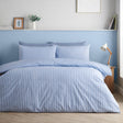 Catherine Lansfield Epping Textured Stripe Reversible Blue Duvet Cover Set - Blue