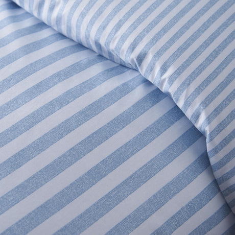 Catherine Lansfield Epping Textured Stripe Reversible Duvet Cover Set with Pillowcase Blue