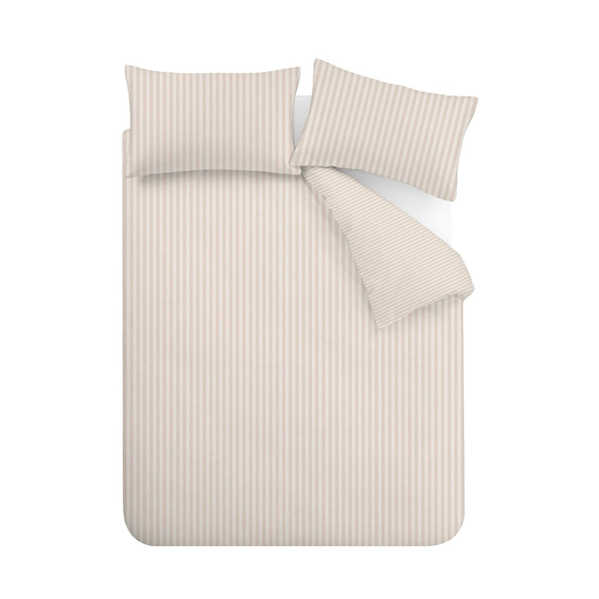Catherine Lansfield Epping Textured Stripe Reversible Duvet Cover Set with Pillowcase Natural