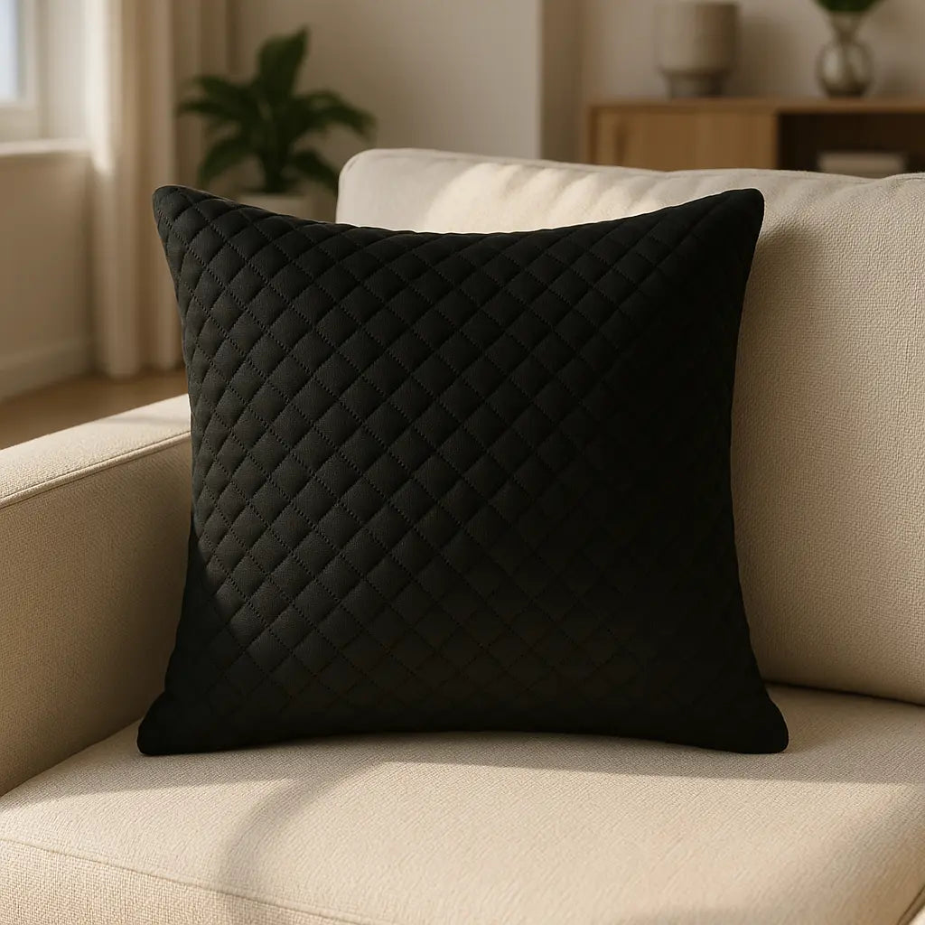 Epsom Cushion Cover and Filled Cushion 18" x 18" (45cm x 45cm) - Black