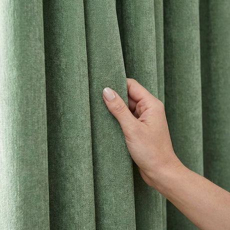 Heavy Chenille Lined Tape Top Pencil Pleat Curtains 12