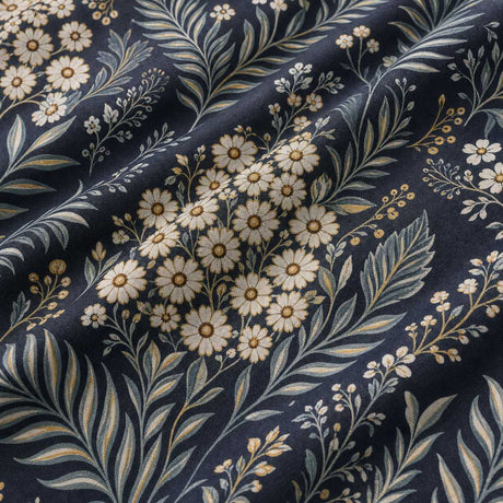 Macro close-up of the cotton fabric on the Evelina Floral Cotton Duvet Cover Set