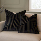 Evoke Cut Velvet Cushion Cover Black 55 x 55cm - image 6
