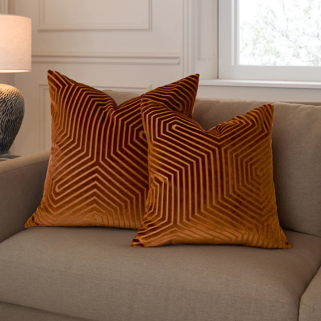 Evoke Cut Velvet Cushion Cover Brick 55 x 55cm - image 6