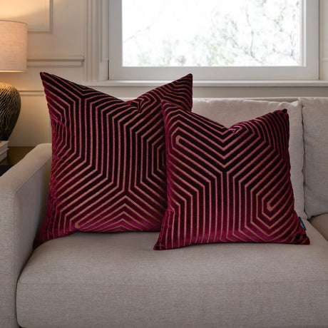 Evoke Cut Velvet Cushion Cover Burgundy - image 6