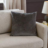 Evoke Cut Velvet Cushion Cover Charcoal 55 x 55cm - image 1