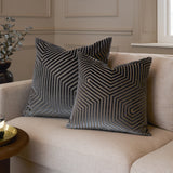 Evoke Cut Velvet Cushion Cover Charcoal 55 x 55cm - image 6