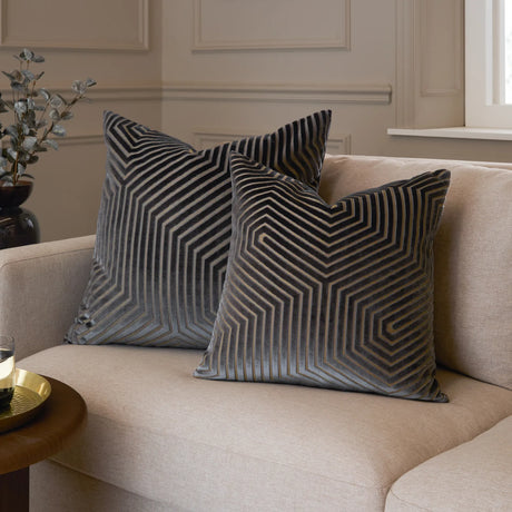 Evoke Cut Velvet Cushion Cover Charcoal 55 x 55cm - image 6