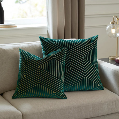 Evoke Cut Velvet Cushion Cover Emerald 55 x 55cm - image 6