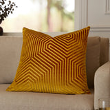 Evoke Cut Velvet Cushion Cover Gold 55 x 55cm - image 1