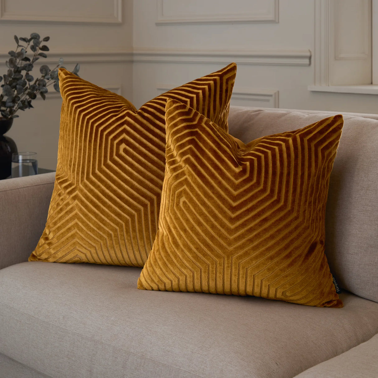 Evoke Cut Velvet Cushion Cover Gold 55 x 55cm - image 6